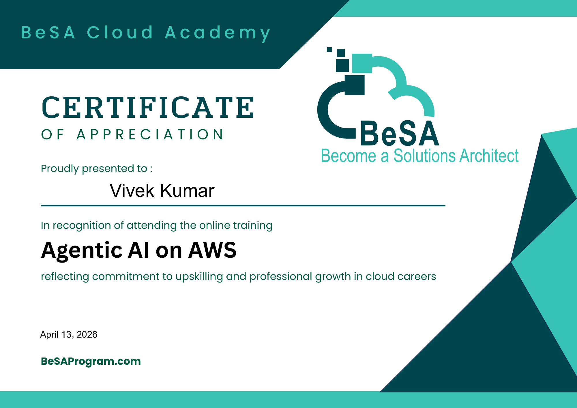 Vivek Kumar -  Agentic AI on AWS