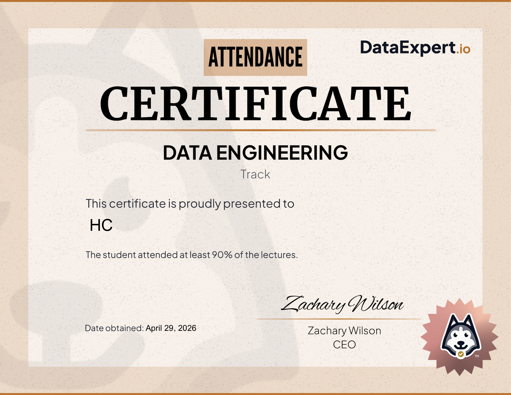 HC - DataExpert.io DE Attendee Certification